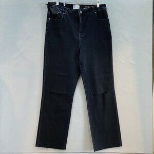 Lola Jeans Blackwash 33 Denver-WBLK High Rise Straight Leg NWT Plus‎ Size